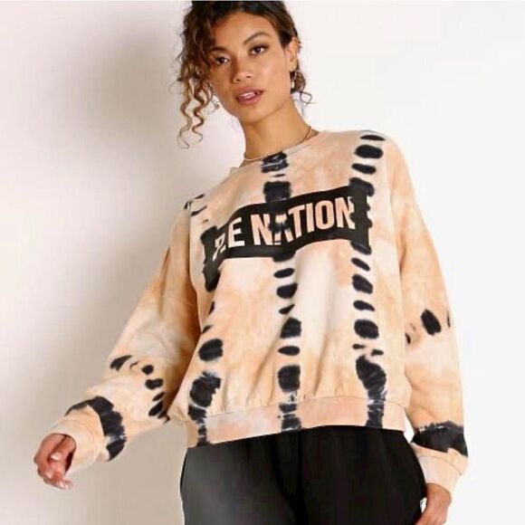 PE Nation Score Runner Sweatshirt Coral Gold Tie Dye size small/ petite - Picture 2 of 13